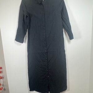 Isabella Bird maroon button down linen dress 10